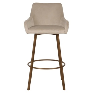 SCAUN DE BAR CRESSIDA KAKI QUARTZ VELVET, S4571, CONFECTIONAT DIN SPUMA, LEMN SI 100% POLIESTER, RICHMOND INTERIORS - Img 4