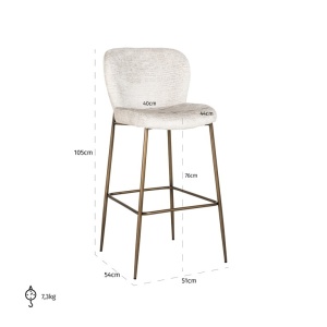 SCAUN DE BAR DARBY CREAM FUSION 02, S4713, CONFECTIONAT DIN 100% POLIESTER SPUMA SI METAL, RICHMOND INTERIORS - Img 3