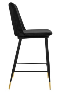 SCAUN DE BAR DIEGO 65 GRI INCHIS/NEGRU/AURIU, CU TAPITERIE DIN CATIFEA, STIL MODERN - Img 2