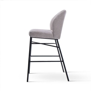 SCAUN DE BAR IRYS, 70 CM, GRI/NEGRU, TAPITERIE DIN STOFA SI PICIOARE DIN METAL, STIL MODERN, ATR - Img 5