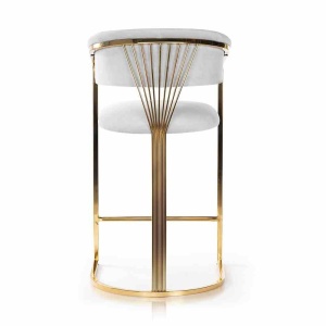 SCAUN DE BAR MARCILLE, 60 CM, GRI/AURIU, TAPITERIE DIN CATIFEA SI PICIOARE DIN METAL, STIL MODERN, ATR - Img 4