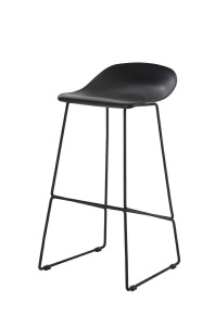 SCAUN DE BAR ROLF 66, NEGRU, DIN METAL SI POLIPROPILENA, STIL MODERN