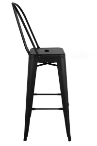 SCAUN DE BAR TOWER BIG BACK 66 PARIS, NEGRU, CONFECTIONAT DIN METAL, STIL INDUSTRIAL - Img 2