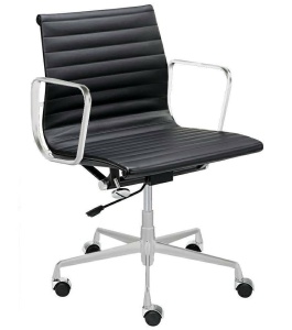 SCAUN DE BIROU BODY PRESTIGE PLUS, NEGRU/CROM, DIN PIELE NATURALA SI METAL, STIL MODERN
