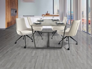 SCAUN DE BIROU DIANE, 88 CM, ALB/NEGRU MAT, TAPITERIE DIN STOFA FINA SI PICIOARE DIN METAL, STIL MODERN - Img 2