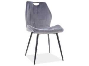 SCAUN DINING ARCO, GRI BLUVEL 14/NEGRU MAT, TAPITERIE DIN CATIFEA SI PICIOARE DIN METAL, STIL MODERN - Img 1