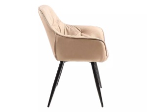 SCAUN DINING CHERRY BUFFALO, BEJ 01/NEGRU MAT, TAPITERIE DIN PIELE ECOLOGICA SI PICIOARE DIN METAL, STIL MODERN - Img 3