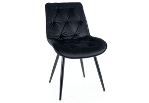 SCAUN DINING CHERRY II, NEGRU BLUVEL 19/NEGRU MAT, TAPITERIE DIN CATIFEA SI PICIOARE DIN METAL, STIL MODERN - Img 1