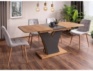 SCAUN DINING CHIC D, GRI DESCHIS BLUVEL 03/STEJAR, TAPITERIE DIN CATIFEA SI PICIOARE DIN METAL, STIL MODERN - Img 3
