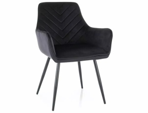 SCAUN DINING FIG, NEGRU BLUVEL 19/NEGRU MAT, TAPITERIE DIN CATIFEA SI PICIOARE DIN METAL, STIL MODERN - Img 1
