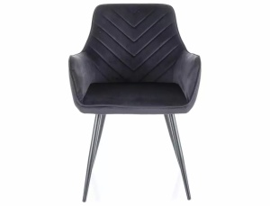 SCAUN DINING FIG, NEGRU BLUVEL 19/NEGRU MAT, TAPITERIE DIN CATIFEA SI PICIOARE DIN METAL, STIL MODERN - Img 2