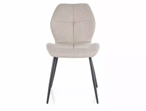 SCAUN DINING FRANK, BEJ 27/NEGRU MAT, TAPITERIE DIN STOFA SI PICIOARE DIN METAL, STIL MODERN - Img 2