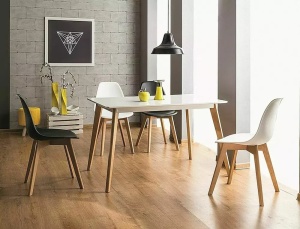 SCAUN DINING MORIS, GRI DESCHIS/FAG, DIN POLIPROPILENA SI LEMN DE FAG, STIL MODERN - Img 2