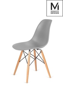 SCAUN DINING/OFFICE DSW GRI/FAG, CU PICIOARE DIN LEMN SI SPATAR DIN PLASTIC, STIL MODERN MINIMALIST