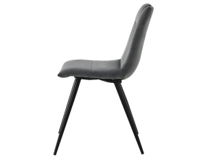 SCAUN DINING ORFE, GRI BLUVEL 14/NEGRU MAT, TAPITERIE DIN CATIFEA SI PICIOARE DIN METAL, STIL MODERN - Img 2