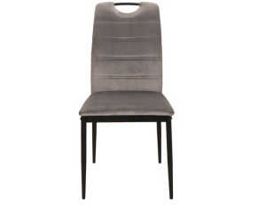 SCAUN DINING RIP, GRI BLUVEL 14/NEGRU MAT, TAPITERIE DIN CATIFEA SI PICIOARE DIN METAL, STIL MODERN - Img 2