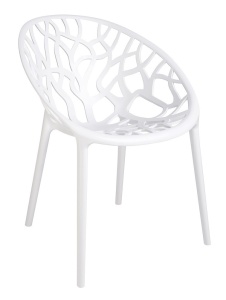 SCAUN DINING/TERASA KORAL, ALB MAT, DIN POLIPROPILENA, STIL MODERN