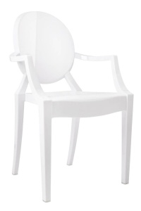 SCAUN DINING/TERASA LOUIS, ALB, DIN POLICARBONAT, STIL MODERN