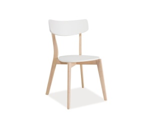 SCAUN DINING TIBI, ALB/STEJAR, MDF SI LEMN, STIL MODERN - Img 1