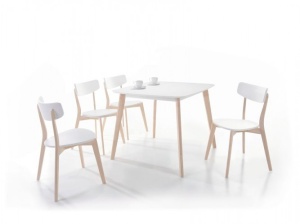 SCAUN DINING TIBI, ALB/STEJAR, MDF SI LEMN, STIL MODERN - Img 3