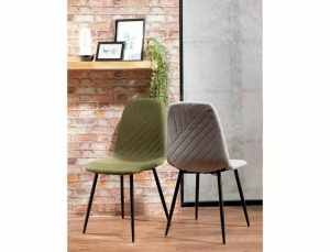 SCAUN DINING TWIST, GRI 07/NEGRU MAT, TAPITERIE DIN STOFA SI PICIOARE DIN METAL, STIL MODERN - Img 6