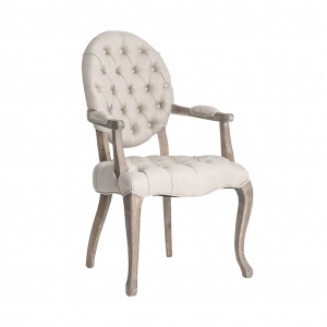 SCAUN JENA REF. 24464, BUTONAT, ECRU, STIL VINTAGE, DIN LEMN MASIV DE FRASIN , IN SI SPUMA, VIC