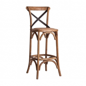 SCAUN LANDES REF. 27035, CULOARE NATURALA, STIL VINTAGE, DIN LEMN DE PIN RECICLAT SI RATAN, VIC