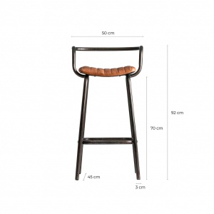 SCAUN MORTON REF. 25245, MARONIU, STIL VINTAGE, DIN FIER SI PIELE NATURALA, VIC - Img 8