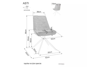 SCAUN PIVOTANT ASTI, BEJ 34/NEGRU MAT, TAPITERIE DIN STOFA BREGO SI PICIOARE DIN METAL, STIL MODERN - Img 4