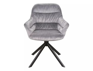 SCAUN PIVOTANT ASTORIA II, GRI BLUVEL 14/NEGRU MAT, TAPITERIE DIN CATIFEA SI PICIOARE DIN METAL, STIL MODERN - Img 2