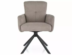 SCAUN PIVOTANT BASIL, BEJ 34/NEGRU MAT, TAPITERIE DIN STOFA VARDO SI PICIOARE DIN METAL, STIL MODERN - Img 2
