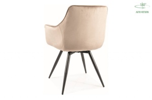 SCAUN PIVOTANT MANGO, BEJ BLUVEL 40/NEGRU MAT, TAPITERIE DIN CATIFEA SI PICIOARE DIN METAL, STIL MODERN - Img 2