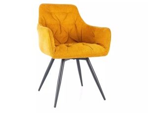 SCAUN PIVOTANT MANGO, CURRY 66/NEGRU MAT, TAPITERIE DIN STOFA VARDO SI PICIOARE DIN METAL, STIL MODERN - Img 1