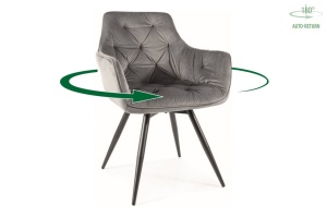 SCAUN PIVOTANT MANGO, GRI BLUVEL 14/NEGRU MAT, TAPITERIE DIN CATIFEA SI PICIOARE DIN METAL, STIL MODERN - Img 2