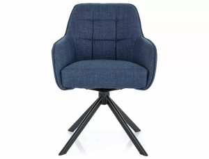 SCAUN PIVOTANT METRO, BLEUMARIN 86/NEGRU MAT, TAPITERIE DIN STOFA BJORN SI PICIOARE DIN METAL, STIL MODERN - Img 3