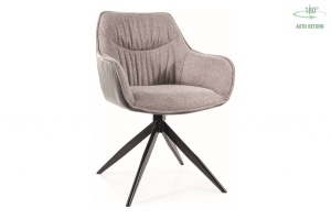 SCAUN PIVOTANT SEMPRE, GRI 07/GRI INCHIS/NEGRU MAT, TAPITERIE DIN STOFA BREGO, PIELE ECO SI PICIOARE DIN METAL, STIL MODERN - Img 1