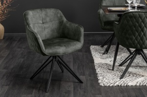 SCAUN ROTATIV VERDE/GRI, EUPHORIA, DIN METAL SI CATIFEA, STIL RETRO