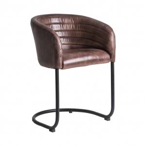 SCAUN SENEY REF. 25243, MARONIU, STIL VINTAGE, DIN PIELE NATUTRALA, FIER SI SPUMA