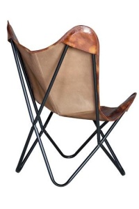 SCAUN TIP FLUTURE SILLA BUTTERFLY 6466, MARO/NEGRU, DIN PIELE SI METAL, STIL VINTAGE G&C - Img 4