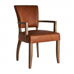 SCAUN TOLLA REF. 29778, MARONIU, STIL VINTAGE, DIN PIELE SI LEMN MASIV DE MESTEACAN, VIC