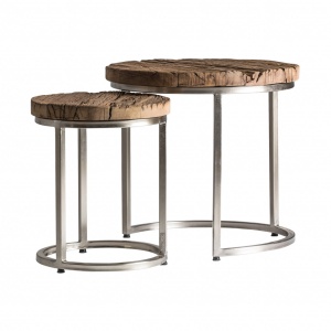 SET 2 MASUTE DE CAFEA AKRON REF. 25421, DIN LEMN MASIV SI METAL, STIL MODERN, VIC