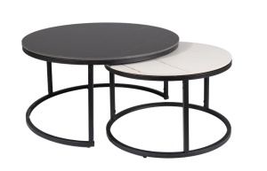 SET 2 MASUTE DE CAFEA FERRANTE A, 60/80 CM, EFECT DE MARMURA ALBA/NEAGRA, BLAT DIN CERAMICA SI CADRU DIN METAL, STIL MODERN - Img 3