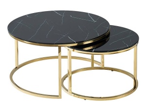 SET 2 MASUTE DE CAFEA MUSE, 60/80 CM, EFECT DE MARMURA NEAGRA/AURIU, BLAT DIN STICLA SECURIZATA SI CADRU DIN METAL, STIL MODERN - Img 1