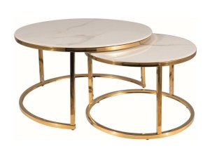 SET 2 MASUTE DE CAFEA PORTAFINO A, 45/60 CM, EFECT DE MARMURA ALBA/AURIU, BLAT DIN CERAMICA SI CADRU DIN METAL, STIL MODERN - Img 3