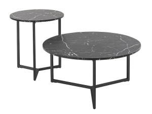 SET 2 MASUTE DE CAFEA RAVELLO, 50/80 CM, EFECT DE MARMURA NEAGRA/NEGRU, BLAT DIN STICLA SECURIZATA SI CADRU DIN METAL, STIL MODERN - Img 1