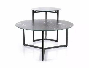 SET 2 MASUTE DE CAFEA RAVELLO, 50/80 CM, EFECT DE MARMURA NEAGRA/NEGRU, BLAT DIN STICLA SECURIZATA SI CADRU DIN METAL, STIL MODERN - Img 4