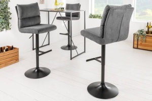SET 2 SCAUNE BAR, COMFORT GRI, METAL SI TEXTIL FOARTE FIN CATIFEA
