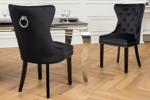 SET 2 SCAUNE, CASTLE CU MANER, DIN CATIFEA DE CULOARE NEAGRA SI LEMN, ARTIM GROUP SELECTION
