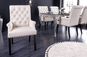 SET 2 SCAUNE DINING, CASTLE DELUXE, DIN LEMN SI MATERIAL DE CULOARE BEJ, DESIGN BAROC, ARTIM GROUP SELECTION