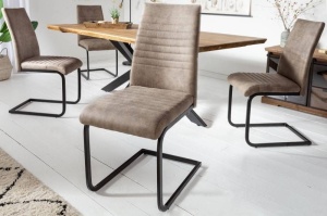SET 2 SCAUNE LIVING, APPARTMENT, TAUPE, CU TAPITERIE DIN MICROFIBRA, STIL INDUSTRIAL, ARTIM GROUP